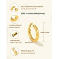 thumbnail image 4 of FindChic Hoop Earrings for Women Stainless Steel Rhombic Pattern Hoops 14K Gold Plated Hollow Tube Loop Earrings Birthday Mothers Day Jewelry Gifts Her Mom Wife Adults Ideas, 30mm, 4 of 8