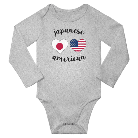 

Japanese and American Love Heart Baby Long Slevve Bodysuit Outfits (Gray 6-12 Months)