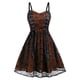 thumbnail image 2 of Mini vestido con cremallera y camisola sin mangas con retazos de malla de encaje de Halloween para mujer de talla grande Fridja  hj2576, 2 of 5