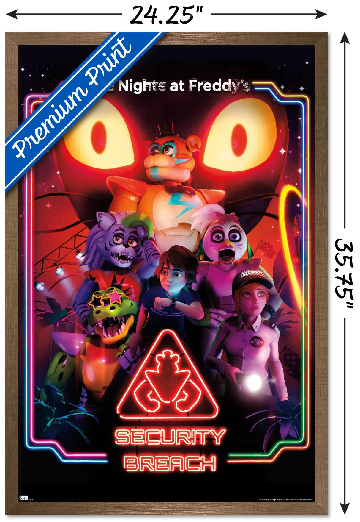 Five Nights at Freddy's: Security Breach - Key Art Wall Poster, 22.375" x 34" Framed