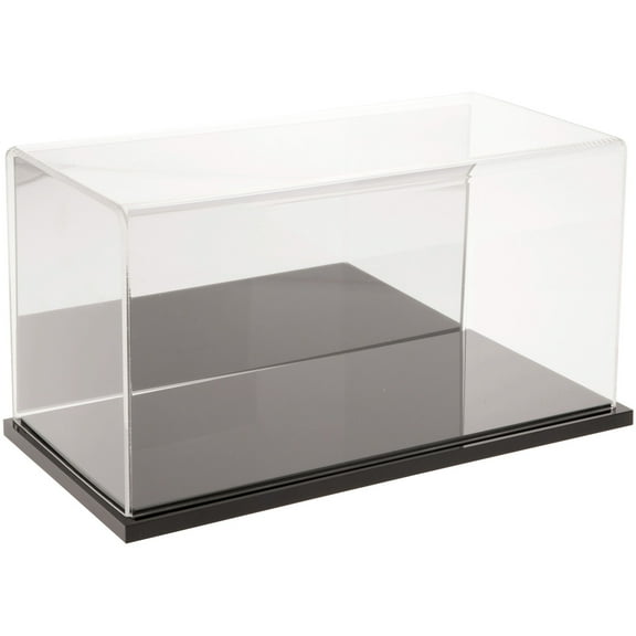 Plymor Clear Acrylic Display Case with Black Base (Mirror Back), 12" x 6" x 6"