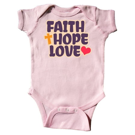 

Inktastic faith love hope opposite color Gift Baby Boy or Baby Girl Bodysuit