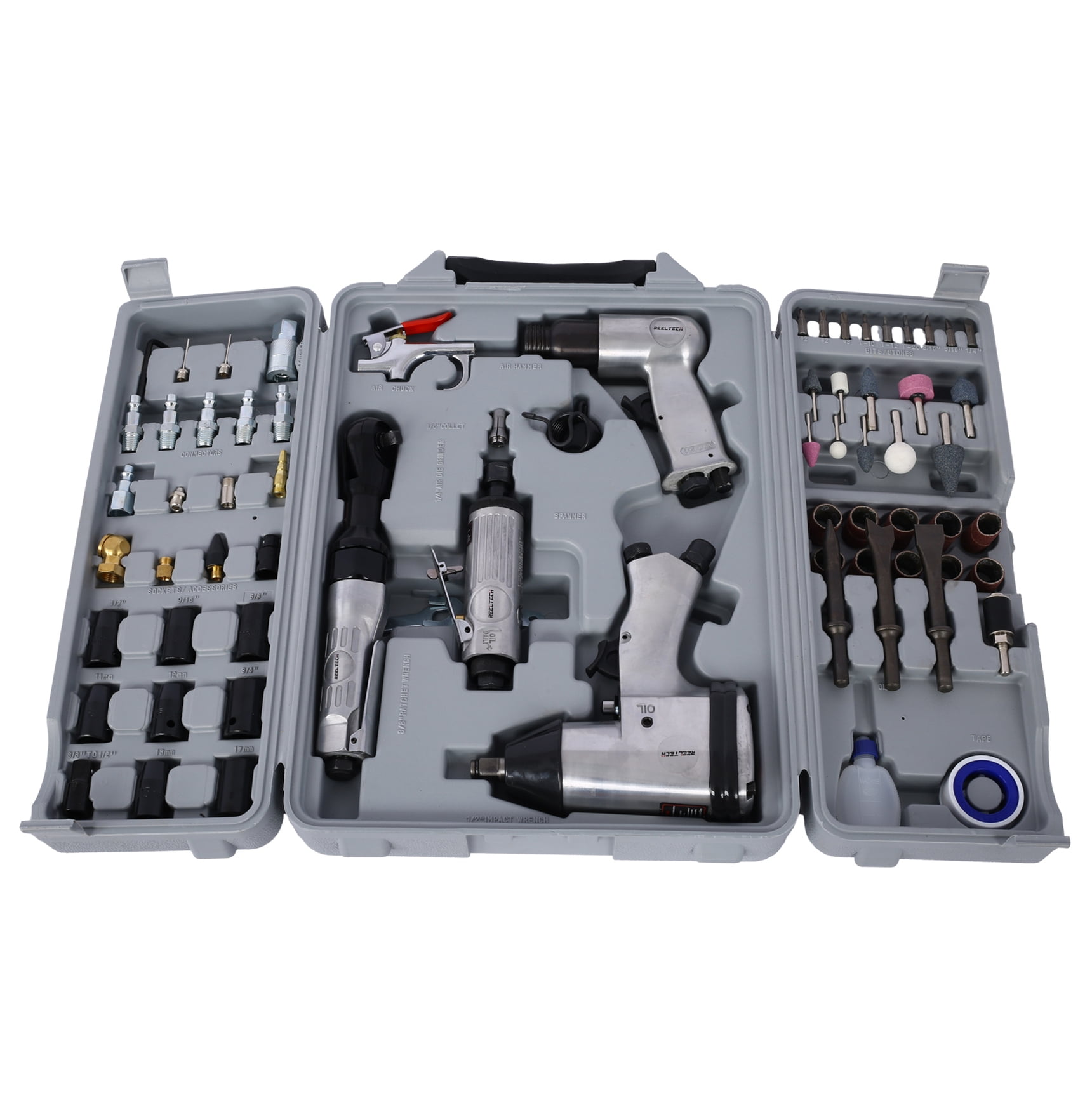 Air Tool Kit 71 Piece - Impact Wrench, Ratchet, Grinder, Hammer - Pneumatic Tools Set with Case