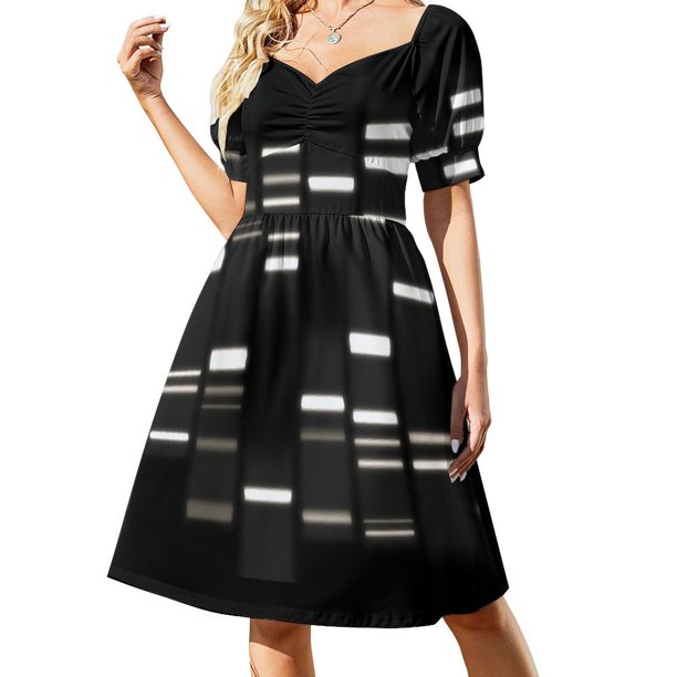 Vestido de manga corta blanco sobre negro con diseño de ADN, elegante vestido de noche para mujer 2025, vestido de noche de lujo para mujer.