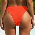 thumbnail image 3 of yueewhu Women's Bikini Swim Bottom Briefs Ribbed High Cut Mid Waist Cheeky Bathing Suit Bottom (Watermelon Red, L), 3 of 5