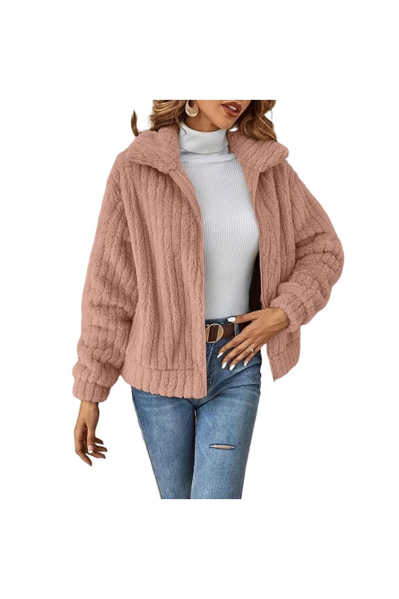 Women's Full Zip Long Sleeve Lapel Fleece Jacket