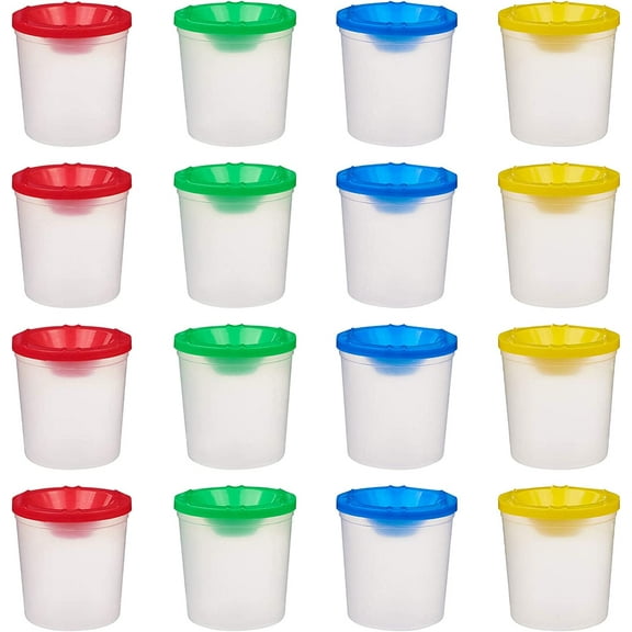 20 Pcs No Spill Plastic Paint Cups 4 Assorted Colors Palette Cups with Lids Art Supply for Paint School Classroom DIY