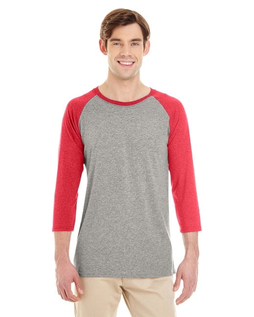 Jerzees Mens TRI-BLEND Classic Fit Baseball Raglan T-Shirt, 3XL