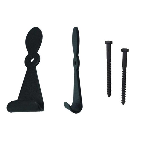 Large Georgetown Shutter Dog with Lag Bolt, Black - Set of 2