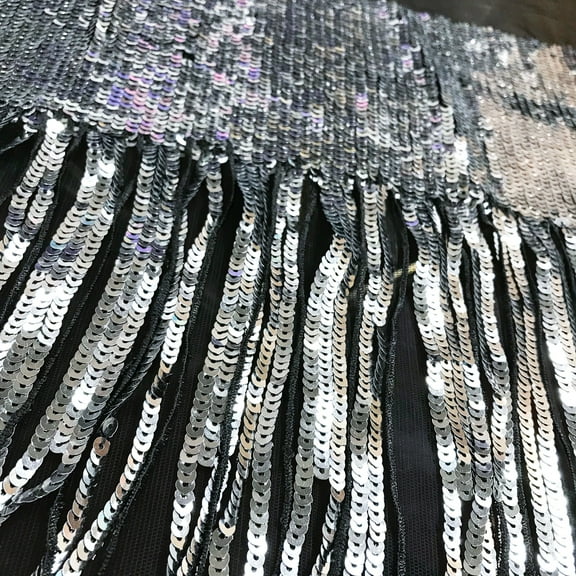 Embroidered Mesh with Dangling Sequins