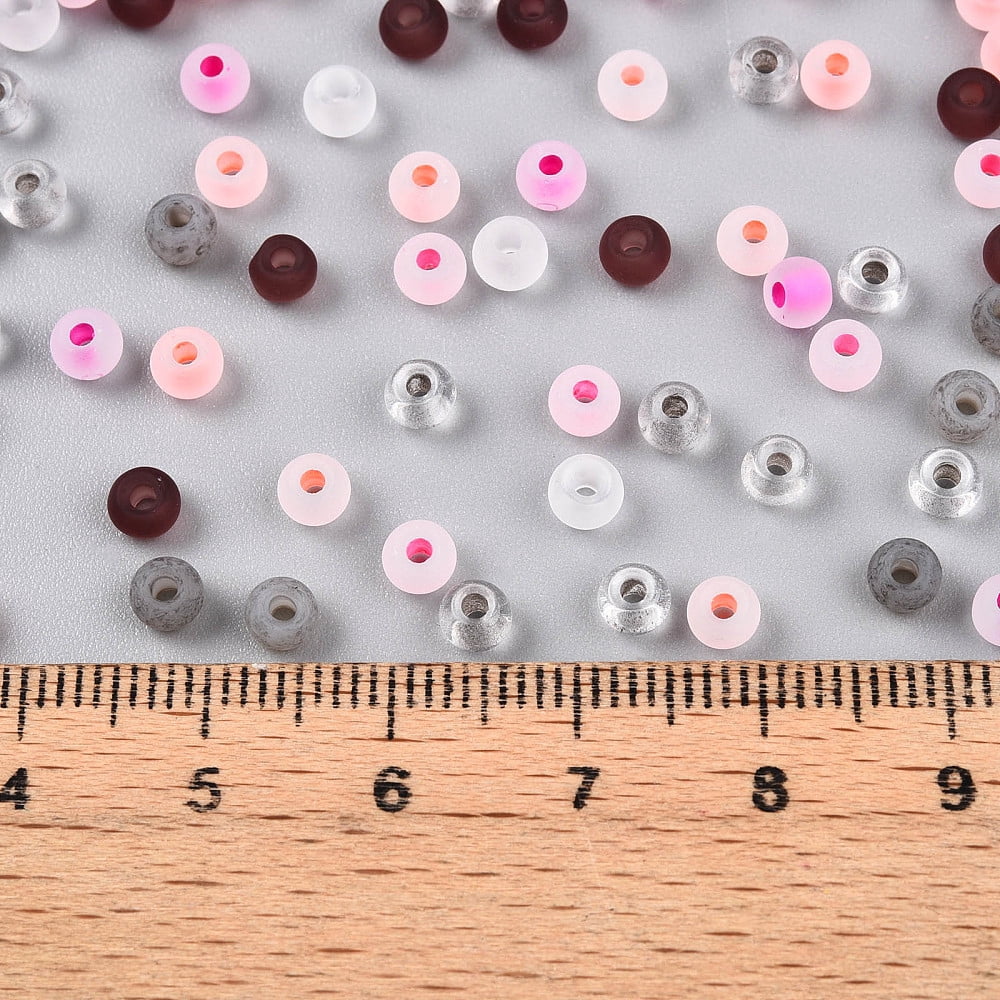 Frosted Glass Seed Beads Inside Colours Round Mixed color 4x3mm Hole: 1.2~1.5mm about 7500pcs/pound