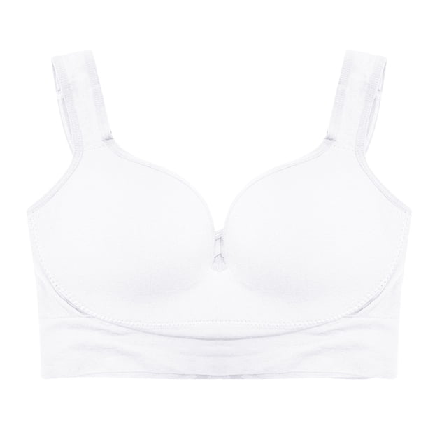 Gibobby Brasier deportivo para mujer Sujetador con cierre frontal para mujer, espalda, talla grande, sin forro, con aros, completa(Blanco,XL)
