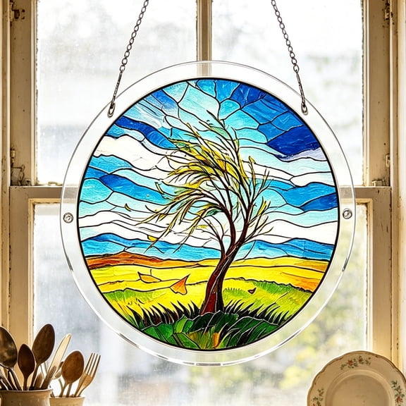 Acrylic Suncatcher Puzzle 83 Piece DIY Window Hanging Sun Catcher Boho Home Decor, Colorful Light Refraction Window Art for Living Room Bedroom Porch Wall, Handmade Gift for Holiday Birthday