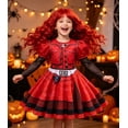thumbnail image 2 of Hulaha Girls Red Punk Dress Kids Party Dress Costume with Wig, 2 of 6