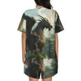 thumbnail image 4 of Womens Pajama Sets With Pocket, Forest Stone-colored Dragon Lounge Sets Short Sleeve Sleepwear PJ Sets for Women, 4 of 6