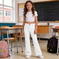 thumbnail image 2 of XAOFW Girls Back To School Pants Elastic Waist Loose Fit Wide Leg Trousers Uniform Pants For Girls Kids Trendy Bottom 9-10 Years, 2 of 6