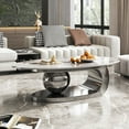 thumbnail image 5 of 51" Oval Faux Marble Coffee Table with Titanium-Coated Steel Base & Central Ball Support for Modern Living Rooms, 5 of 9