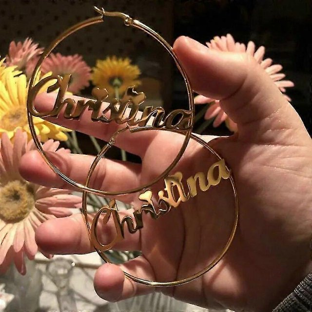 Pendientes personalizados Yashi con nombre en Acero inoxidable para mujer color oro rosa