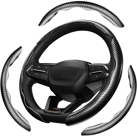 Car Carbon Fiber Steering Wheel Cover, 3pcs Segmented Anti-Slip Steering Wheel Protector for Men and Women, Suitable for 99% of Cars on The Market
