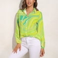 thumbnail image 3 of Lime Green Swirls Long Sleeve Blouse Woman Streetwear Casual Shirts Summer Oversize Woman Streetwear Clothing Birthday Present, 3 of 7