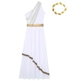 thumbnail image 5 of Aislor Womens Ancient Greek Roman Toga Costume Overlay Dance Dress with Headwear for Halloween Party White 3XL, 5 of 7
