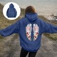 thumbnail image 2 of felwors Oversized Angel Wings Graphic Hoodie for Teens & Young Adults - Trendy Y2K Preppy Long Sleeve Sweatshirt with Heart & Rose Accents & Pockets(Navy, M), 2 of 5