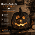 thumbnail image 6 of Aximioll Halloween Black Rattan Pumpkin Lantern 11.8In, Farmhouse Woven Jack-O-Lantern Basket Decor, Cutout Face Candle Holder for Porch Entryway Fireplace Mantel Table Living Room, Black, 6 of 7