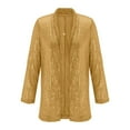 thumbnail image 3 of Gold Long Sleeve Fleece Jackets, Polyester Women Sequins Jacket, Women Sequins Jacket Casual Long Sleeve Glitter Party Shiny Lapel Rave Outerwear Jacket, XXL, 3 of 4