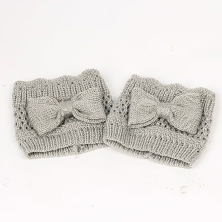 

XINSHIDE Socks Women Bowknot Crochet Knitted Stocking Leg Plush Cover Trim Socks Casual Funny Socks