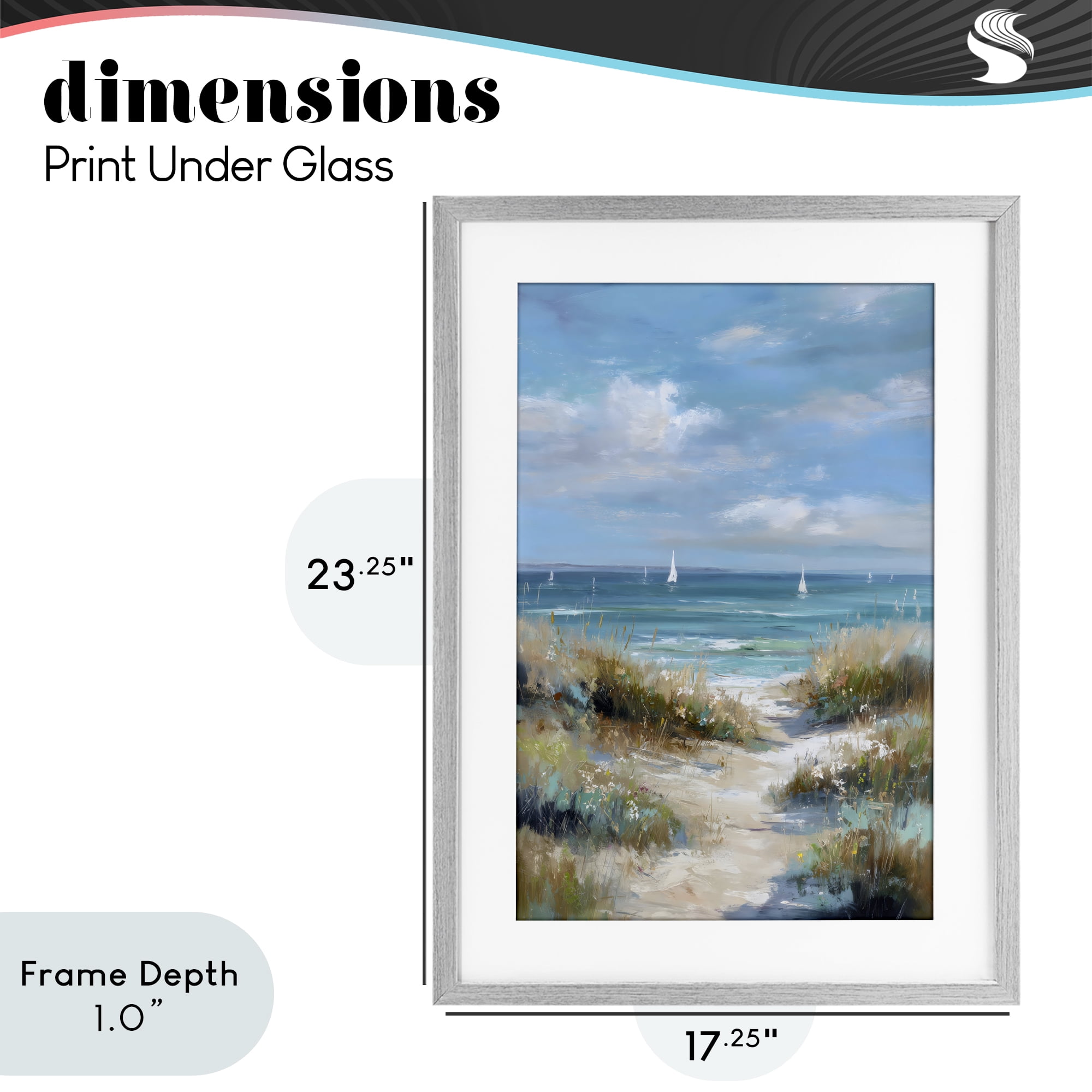 Stupell Industries Sailboat Path Impression Gray Framed Print Under Glass, design by Petal Prints Design