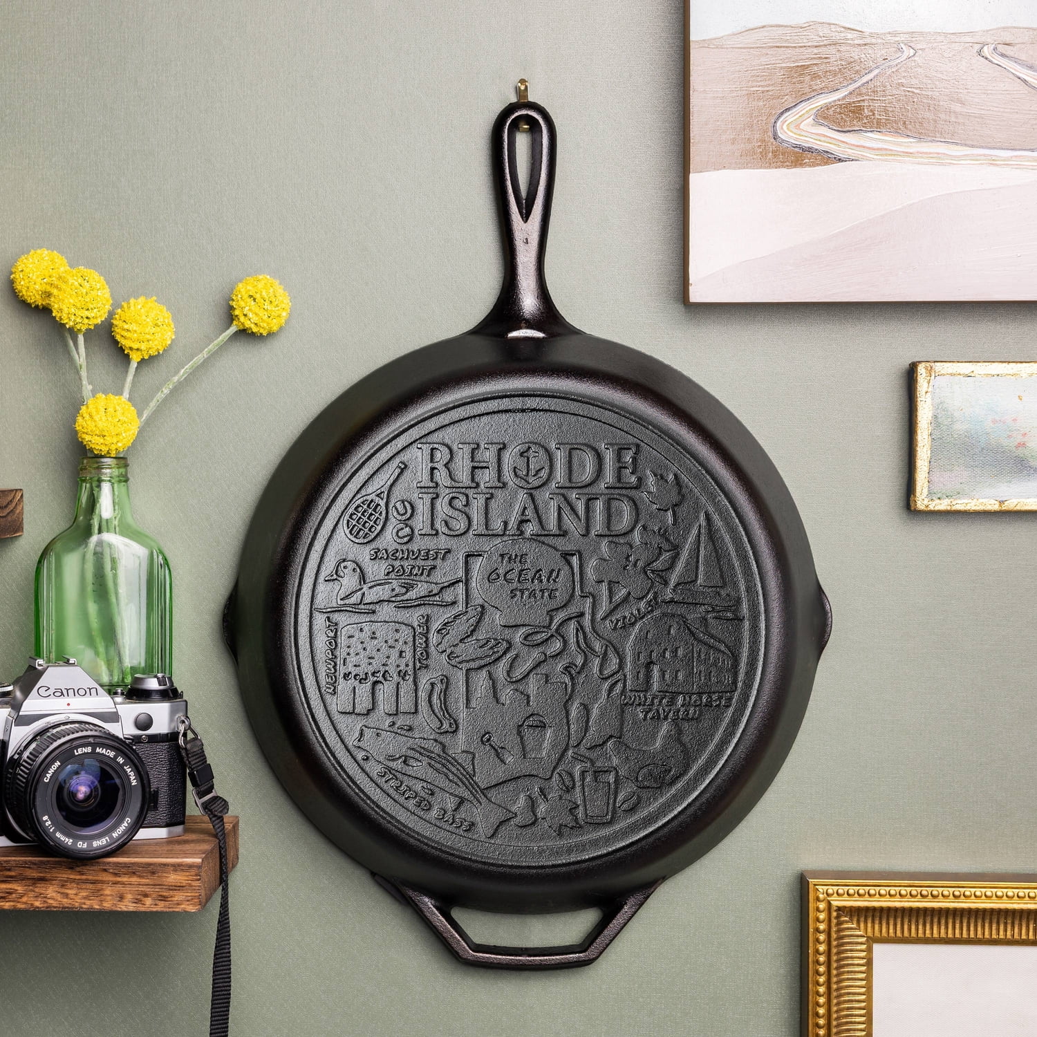 Lodge 12 Inch Seasoned Cast Iron Skillet w/ Rhode Island Road Trip