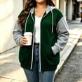 thumbnail image 2 of Plus Size Zip Up Hoodie for Women Color Block Long Sleeve Sweatshirt with Pockets for Fall Winter, 2 of 7