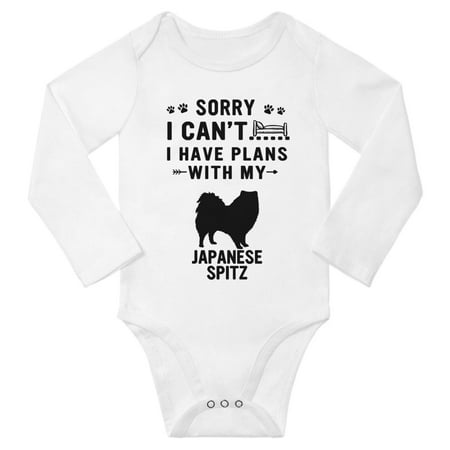 

Sorry I Can t I Have Plans With My Japanese Spitz Baby Long Sleeve Jumpsuits (White 12-18 Months)