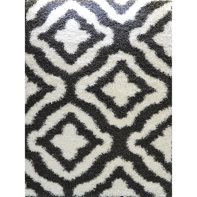 Ladole Rugs Dark Grey White Indoor Solid Plain Shag Soft Area Rug Mat Carpet Runner for Living Bed room Entry way Patio Small Medium Large Non Slip Skid Size 3x5. 4x6 5 x 8 7 x 10 9 by 12 11 feet ft