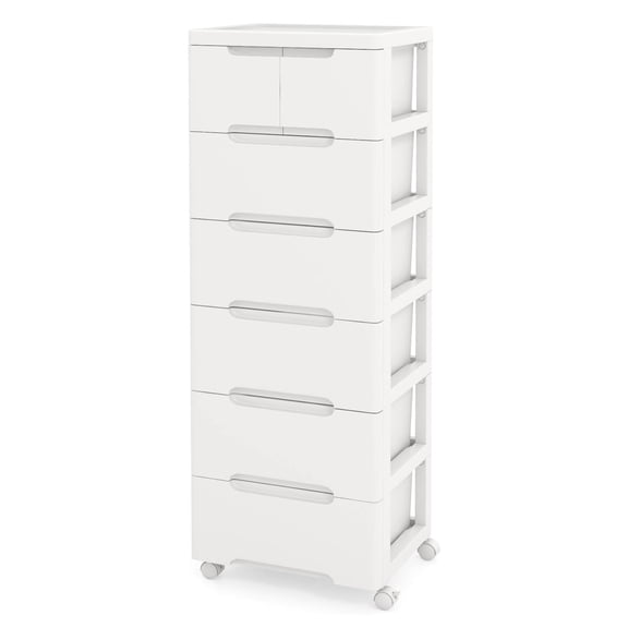Costway 1 PCS 7-Drawer Plastic Rolling Storage Cart with 4 Universal Wheels Dresser Cabinet