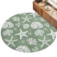 thumbnail image 2 of Round Rugs 5Ft, Starfish Sage Green Coastal Round Area Rug Washable Indoor Throw Carpet, Summer Nautical Shell Beach Soft Non Slip Circle Rug for Cabinet Bathroom Home Decor Aesthetic, 2 of 8