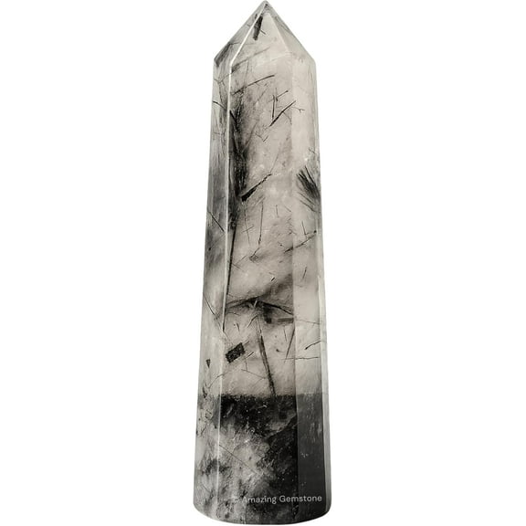 Black Rutilated Quartz Crystal Tower Obelisk Point (2" to 3" INCH)