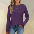 thumbnail image 2 of Fashionable Women's Long-Sleeved Round Neck Casual Pleated Loose Top With Relaxed Fit And Classic Design, Perfect For Multiple Occasions Daily, Beach, Outings, Parties, Work, And Xl Purple, 2 of 6