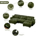 thumbnail image 5 of BUIORD 130" Modular Sectional Sofa with Ottoman, U-Shape Oversized Upholstery Sectional Couch for Living Room, Velvet 3-Seater Sofa Tufted Back with Round Armrests, Olive Green, 5 of 9