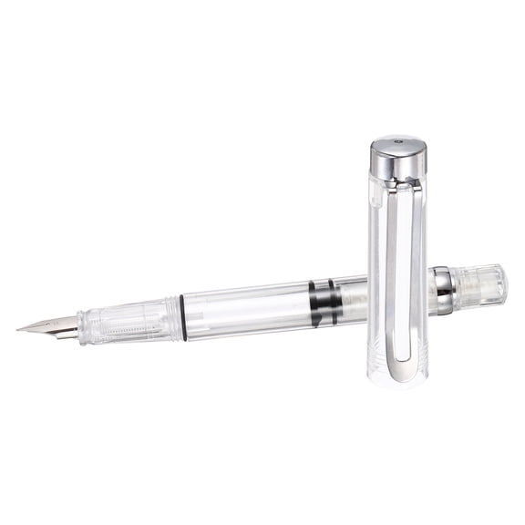 Iridium-Tipped Nib Fountain Pen, 1 Pack Calligraphy Pen Clear Barrel Smooth Writing with Refillable Ink Converter for Office Journaling Calligraphy Gift, Clear