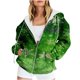 thumbnail image 1 of Puntoco Chaqueta Con Capucha Y Manga Larga Con Cremallera Y Estampado Navideño Informal Para Mujer, 1 of 6