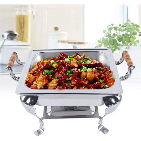 

Aohuada Stainless Steel Food Insulation with Lid Silver Food Warmer with Fuel Holder Warming Container for Buffet Dining Party Wedding Banquet