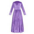 thumbnail image 3 of FYMNSI Girls Velvet Christmas Dress Evening Party Dress Vintage Long Sleeve Ruffle Maxi Gown with Pockets 7-8 Years Dark Purple, 3 of 5