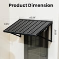 thumbnail image 4 of BACKYARD BEAUTIFUL Metal Awning 40" x 24", Front Door and Window Canopy with Powder-Coated Frame, Weather Resistant Sun and Rain Shelter for Patio, Entrance, Porch and Balcony, Dark Gray, 4 of 9