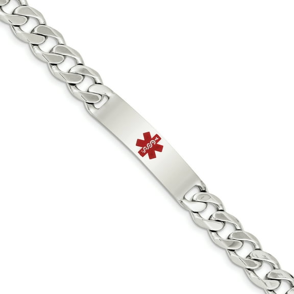 Sterling Silver Polished Medical Curb Link ID Bracelet