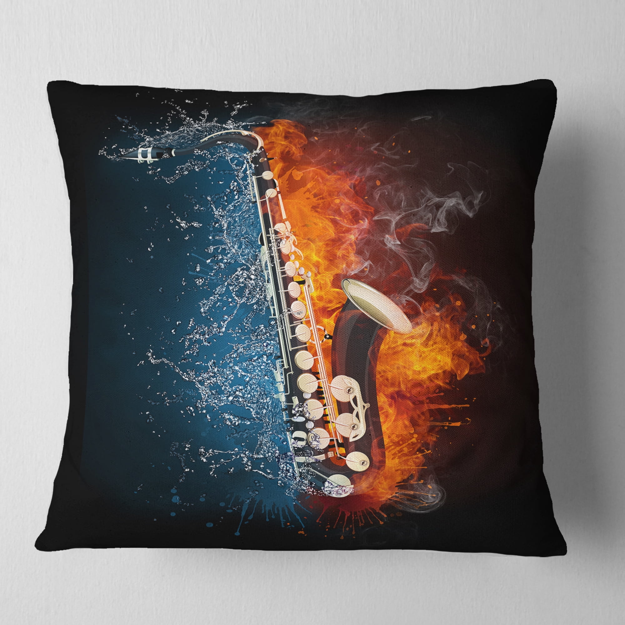 Designart Saxophone - Music Throw Pillow - 18x18