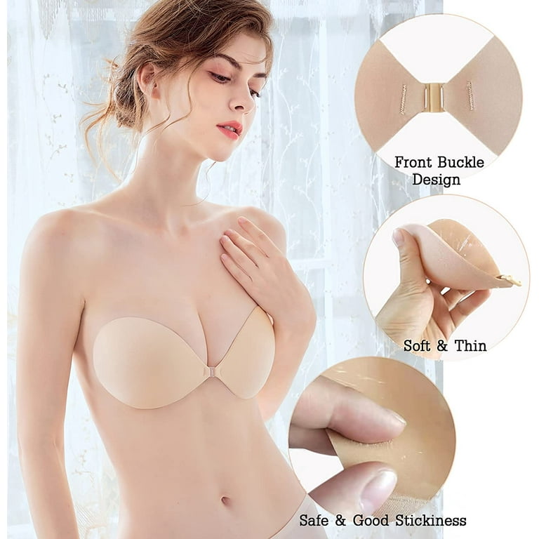 La Belle Fantastique Adhesive Silicone Bra, Invisible Stick On Bras  Strapless Backless Bra Reusable Gel Lift Pasties Push Up Bra Sticky Nude