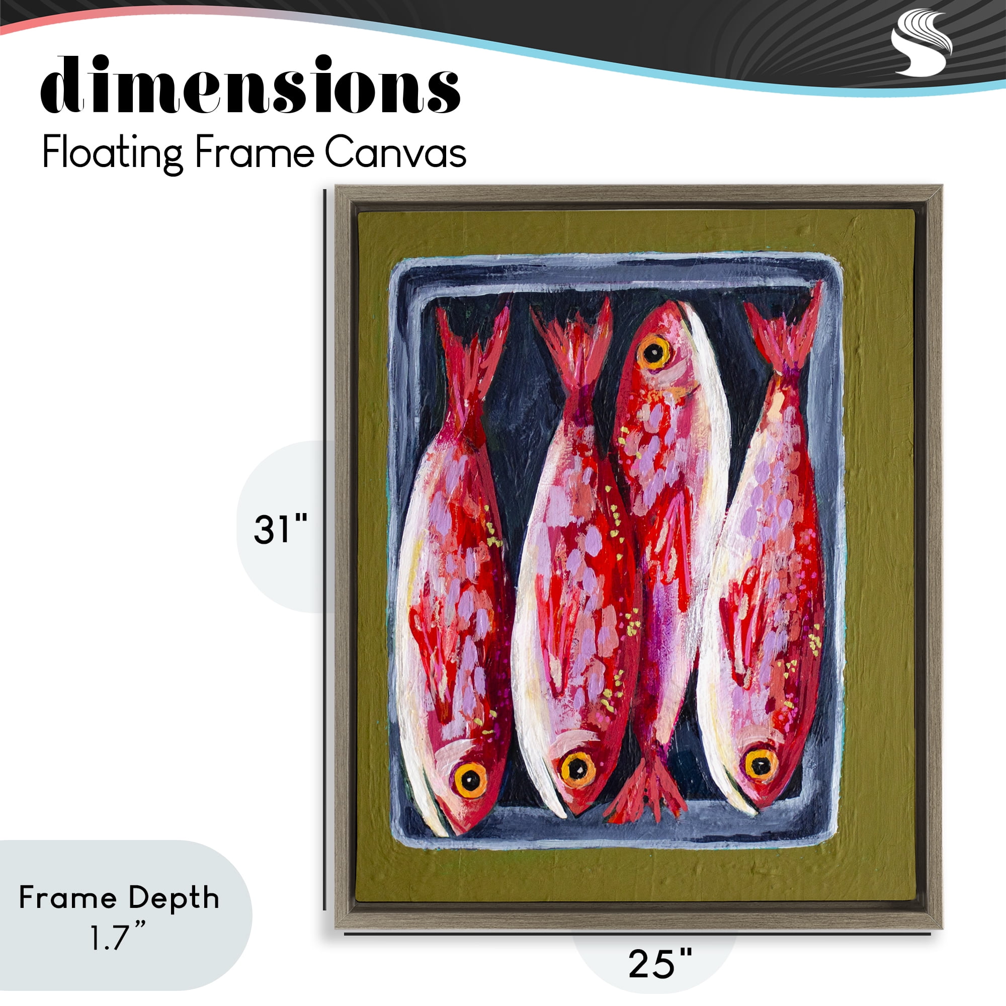 Stupell Industries Red Fish on a Platter Brown Framed Floater Canvas Wall Art, design by Rachel Nerney