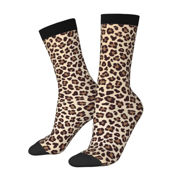 Balery Leopard Print-2 Calcetas Largas con Estampado para Hombre y Mujer – Suaves y Transpirables, Talla Única (US 5-11)