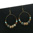 thumbnail image 5 of Naierhg Bohemian Big Circle Wooden Beads Hook Earrings Women Ethnic Faux Turquoise Jewelry 1#, 5 of 8